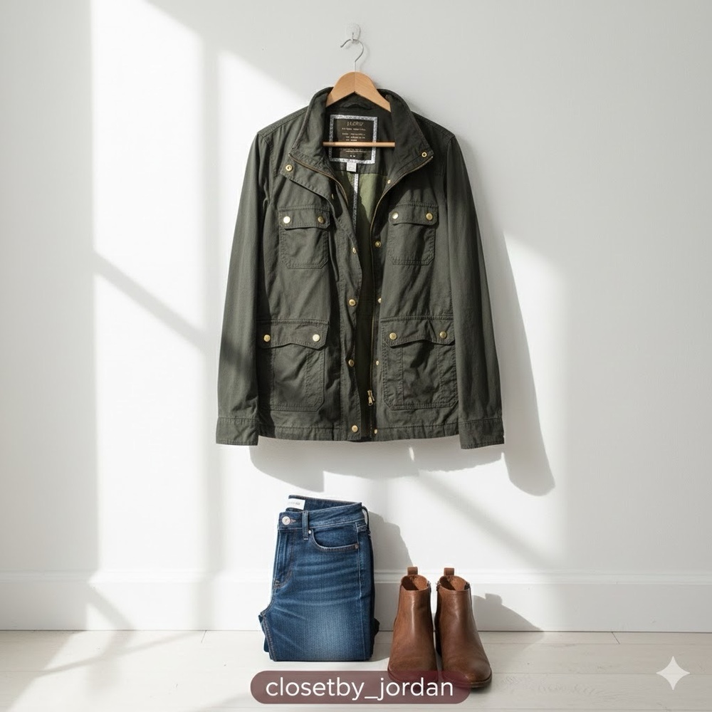 J.Crew Olive Green Denim Jacket